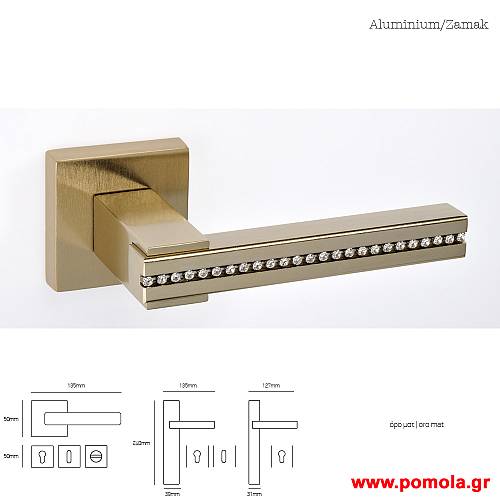 175 Πομολο πορτας ορο ματ με swarovski msvl