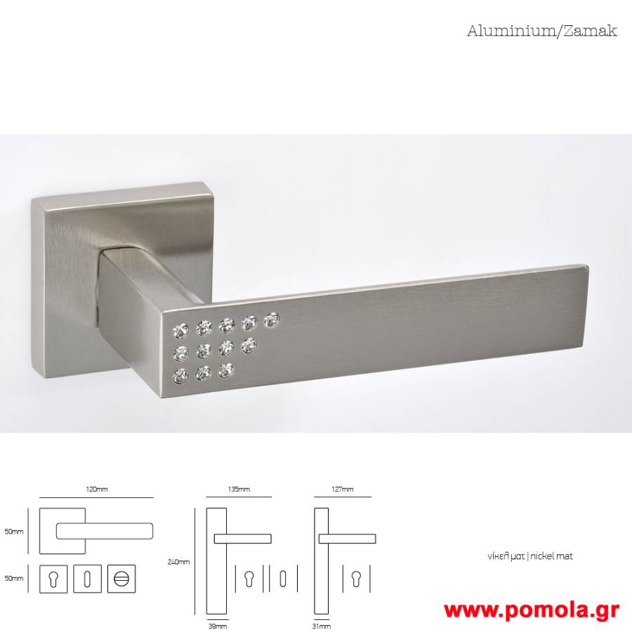 155 Πομολο πορτας νικελ ματ με swarovski msvl