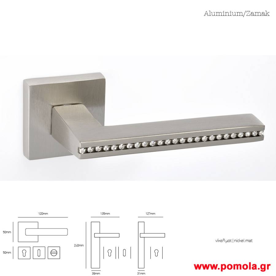 166  Πομολο πορτας νικελ ματ με swarovski msvl