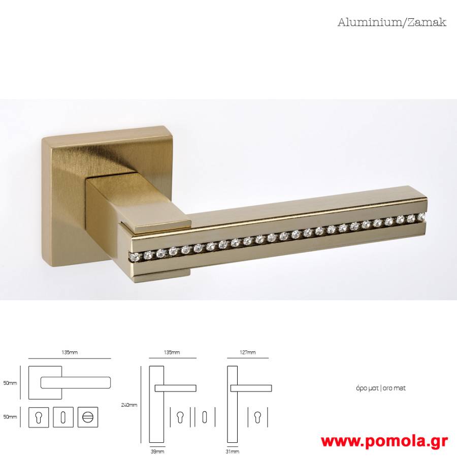 175 Πομολο πορτας ορο ματ με swarovski msvl
